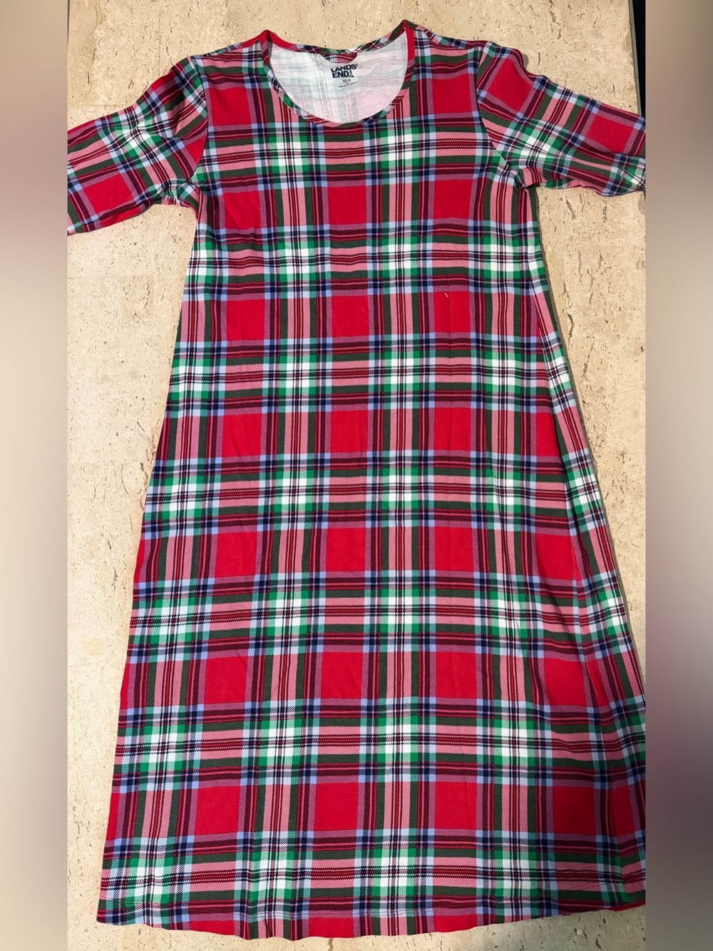 Land’s End Cotton Long Sleeve Plaid Midcalf Nightgown 100% Cotton Sze XS - Picture 3 of 6